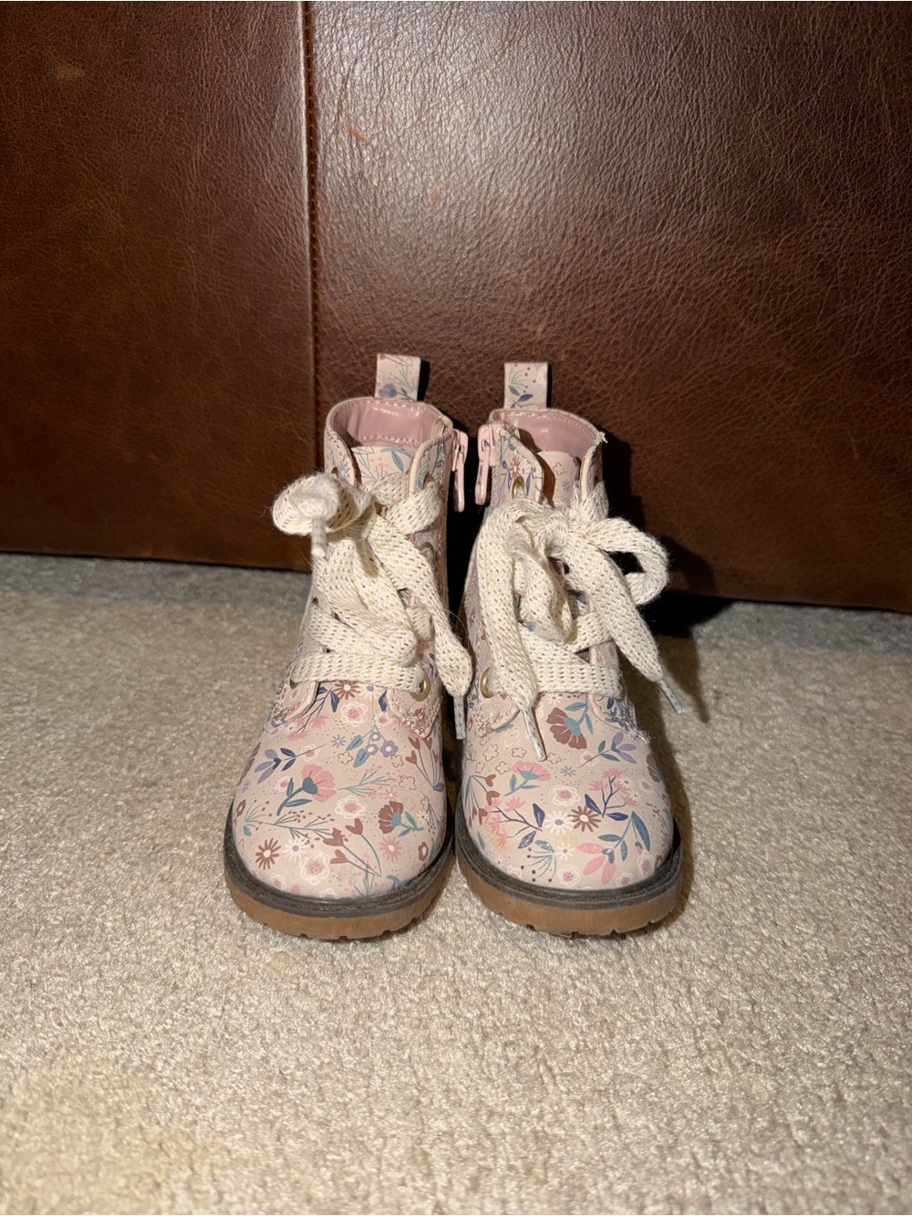 Cat & Jack Pink Floral Lace-Up Kids Boots